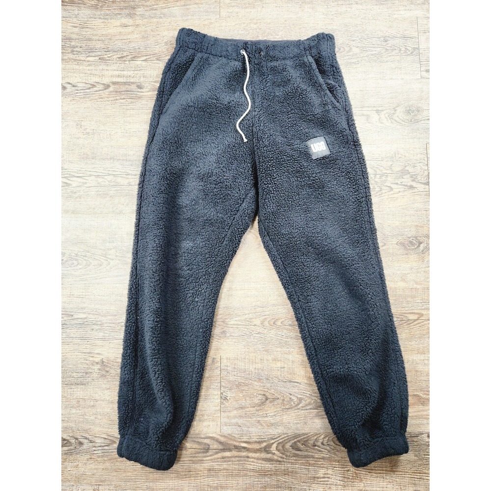 UGG Women Sherpa Fleece Jogger Pants Black Drawstring Size XS